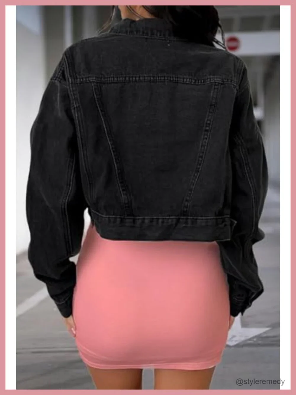 Cropped Denim Jacket Distressed Button Down Long Sleeve Lightweight